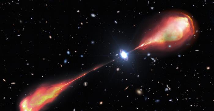 Astronomii au descoperit cel mai mare jet radio din universul timpuriu, la 1,2 miliarde de ani-lumină