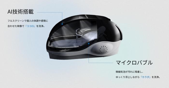 O companie japoneză a prezentat la Osaka o mașină de spălat pentru oameni care curăță corpul cu microbule și AI